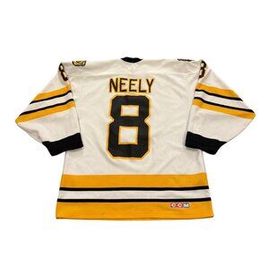 Vintage 80s CCM Maska Boston Bruins Cam Neely #8 NHL Hockey Jersey White Medium